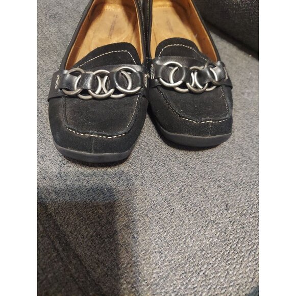 Naturalizer Shoes Womens Size 7.5 Click Ballet Loafers Black Leather Suede Slip - Picture 4 of 10
